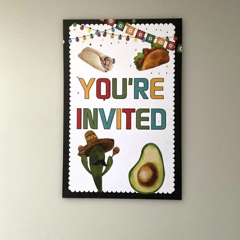 TACO “BOUT A BABY SHOWER INVITATIONS AND MEXICAN FIESTA HANGING SWIRL DEOCRATION